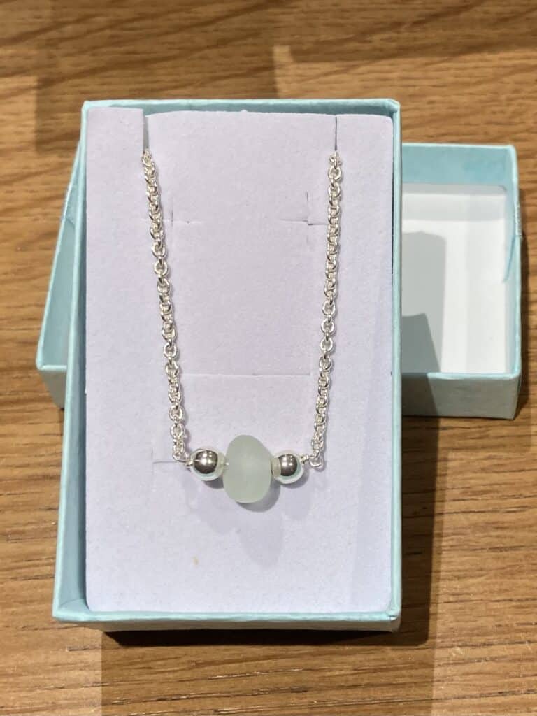 Seaglass and Sterling silver pendant necklace