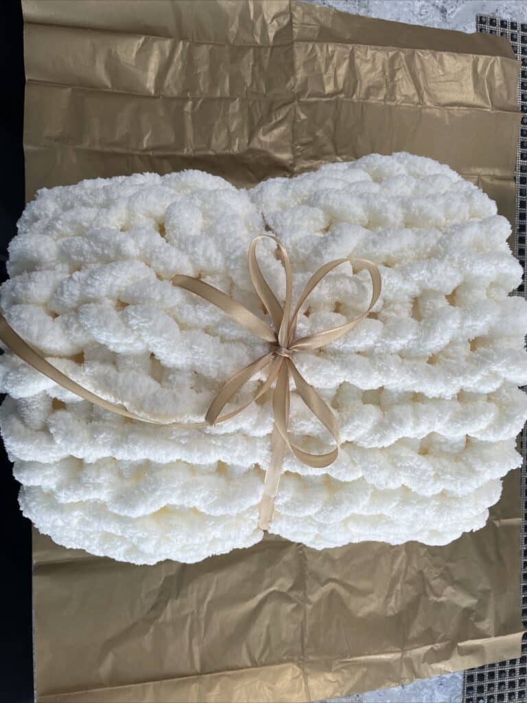 Chunky Knit Handmade Baby Blanket – White