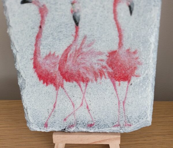 Decoupaged Slate Coasters – Flamingos – Set of 2 SOLD - product image 2