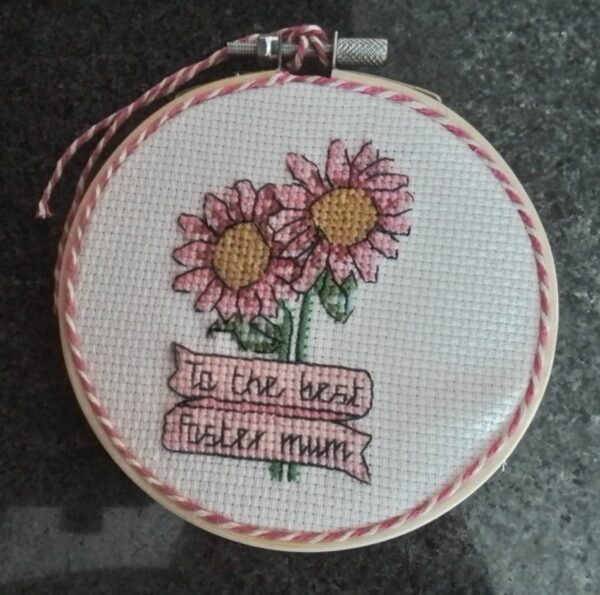 To The Best Foster Mum, Hoop Art, Foster Mum Gift, Gift For Mum – Pink - product image 2