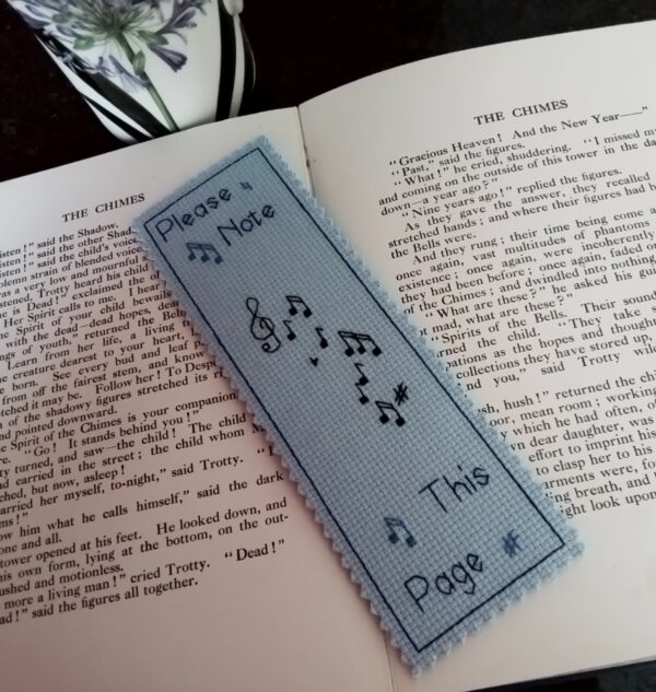 Please Note This Page, Music Bookmark, Music Gift, Music Lovers Gift – Blue - main product image