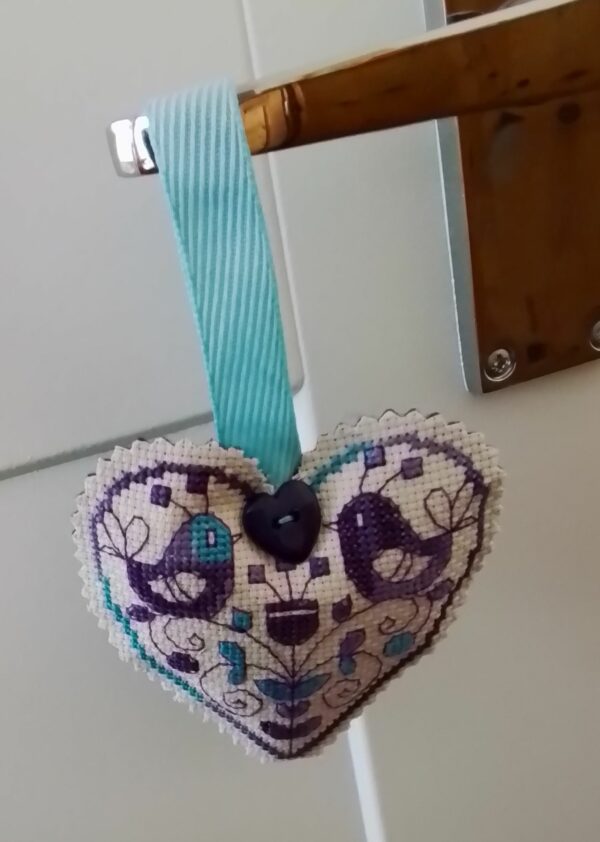 Scandi Style Birds Heart, Engagement Gift, Wedding Gift – Bright Blue/Purple - product image 4