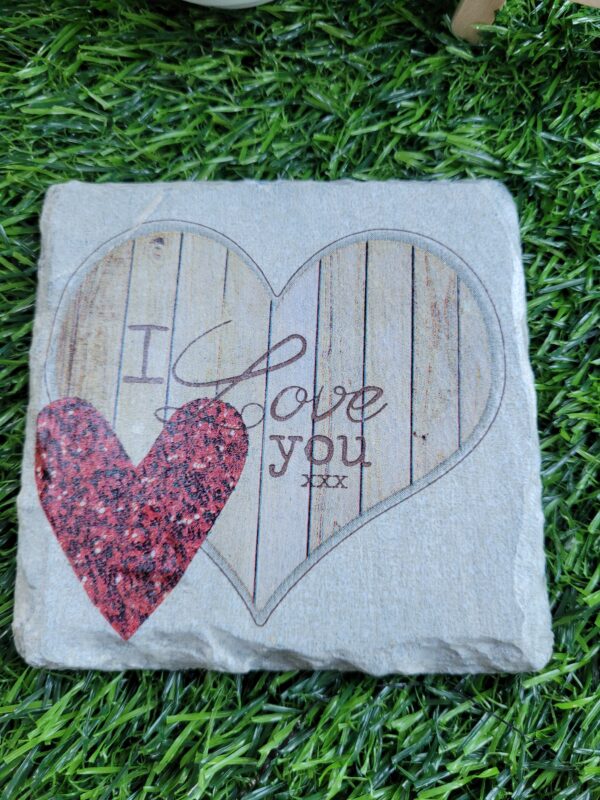 Decoupage Slate Coasters – I Love You – Set of 2 - product image 2