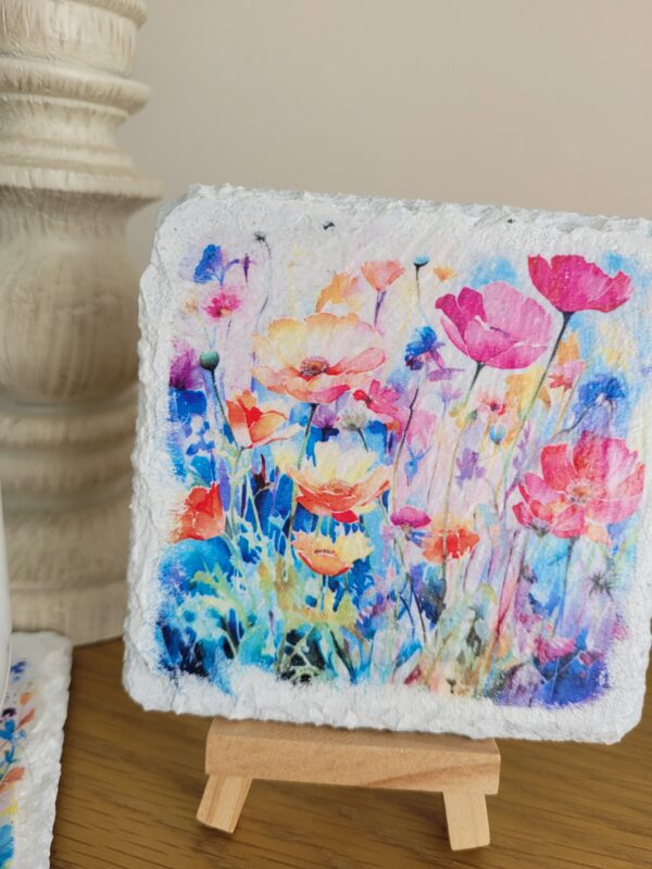 Decoupaged Slate Coasters – Wildflowers – Set of 2 - product image 2