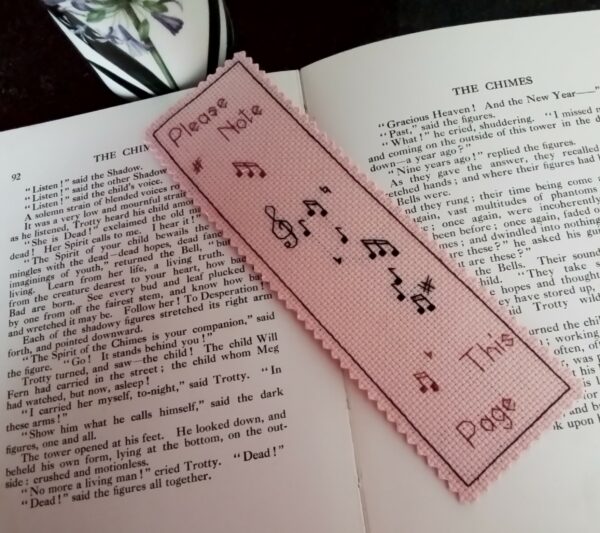 Please Note This Page, Music Bookmark, Music Gift, Music Lovers Gift – Pink - main product image