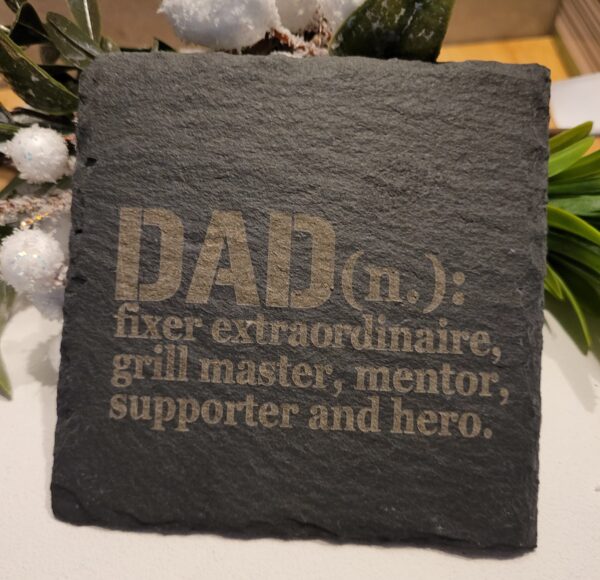 Laser Engraved Slate Coaster – Dad Definition – Fathers Day Gift - main product image