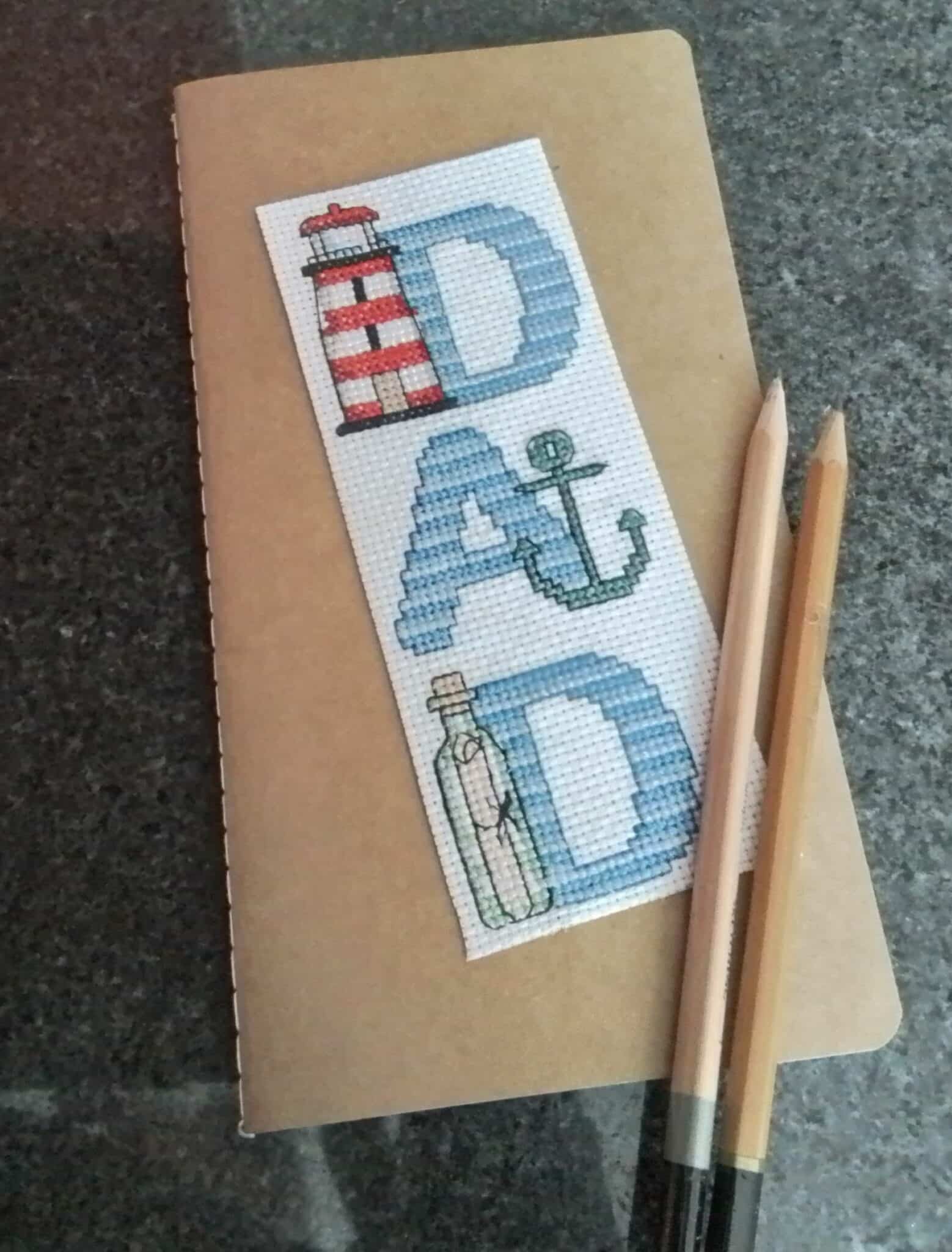 Hand Stitched Kraft Notebook, Dad Gift, Nautical, Seaside - main product image