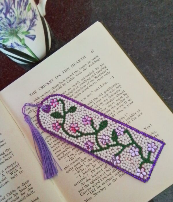 Diamond Art Bookmark, Trailing Flowers, Book Lover Gift – Purple - main product image