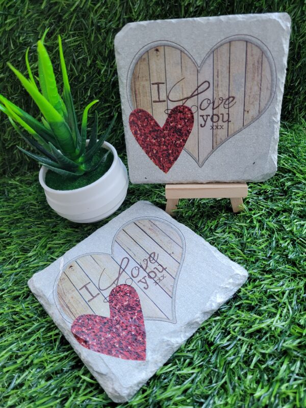 Decoupage Slate Coasters – I Love You – Set of 2 - main product image