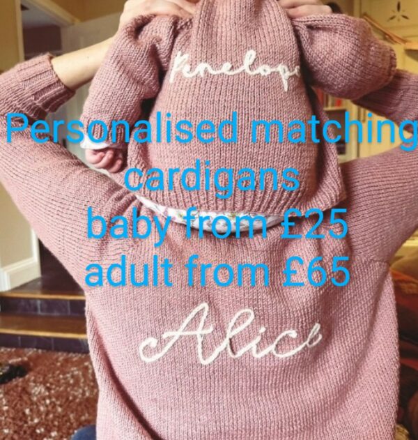 Hand knit matching personalised cardigans - main product image