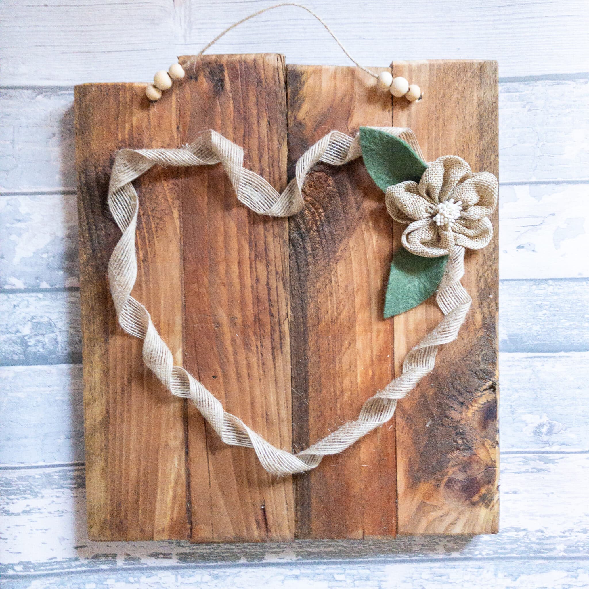 Large Handmade Rustic Wooden Heart and Flower Detail Wall Decor - main product image