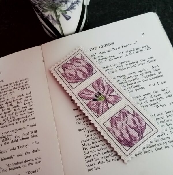 Purple Tulips Cross Stitch Bookmark - main product image