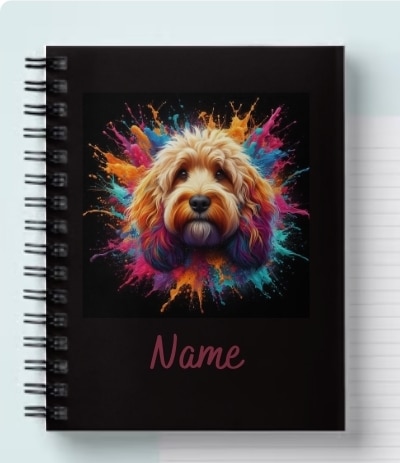 A5 paint splash dog notebook - main product image