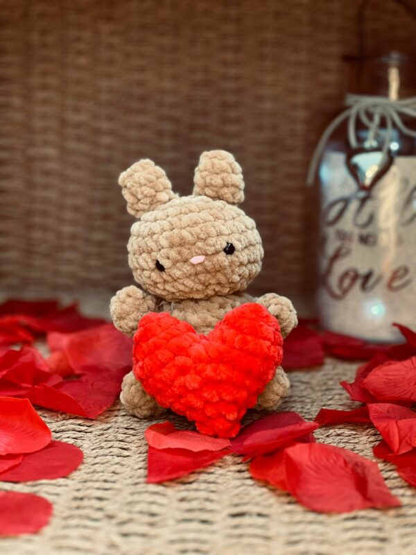 Bunny Rabbit Crochet Amigurumi Plushie Toy with or without heart Valentine’s gift - main product image