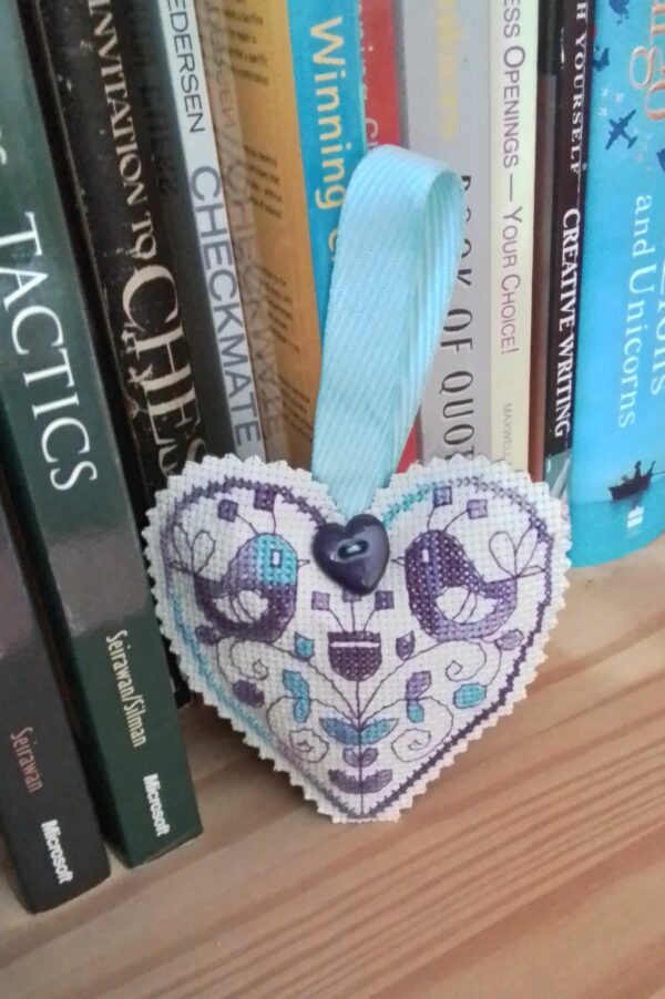 Scandi Style Birds Heart, Engagement Gift, Wedding Gift – Bright Blue/Purple - product image 2