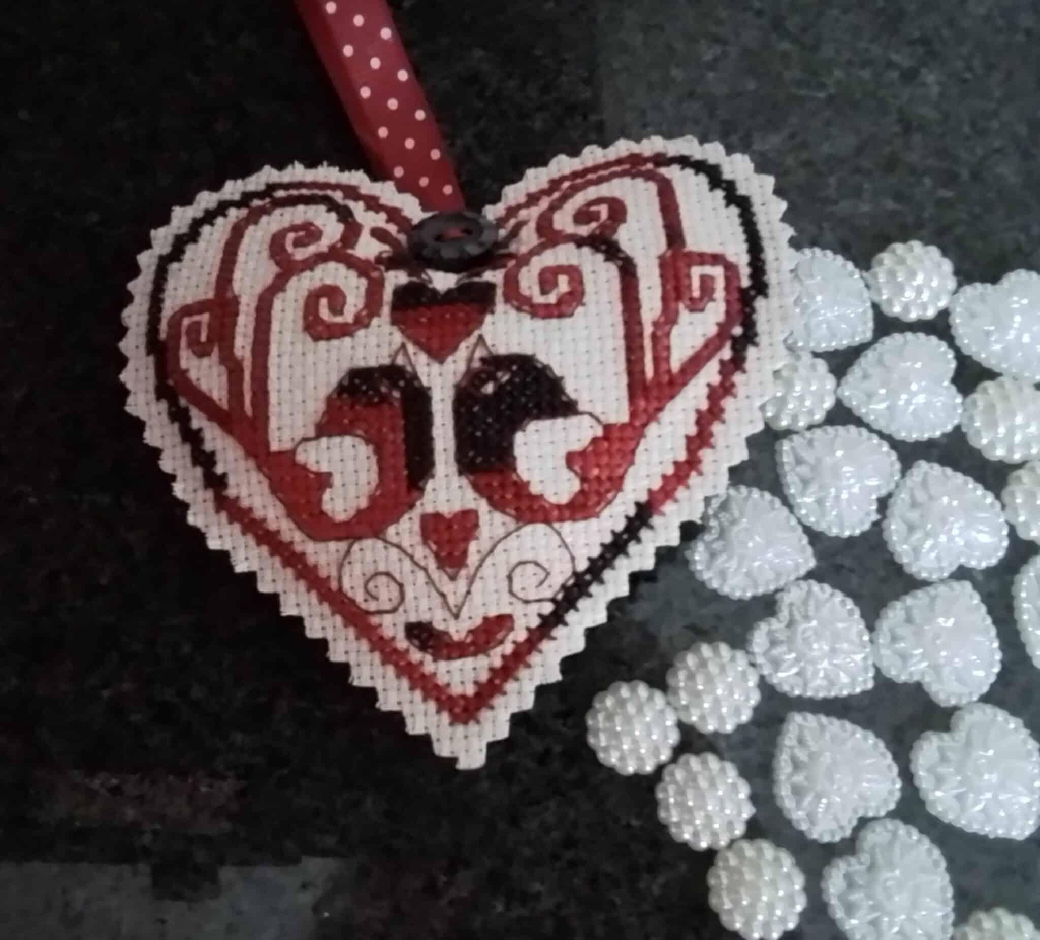 Scandi Style Birds Heart, Engagement Gift, Wedding Gift – Black/Red - main product image