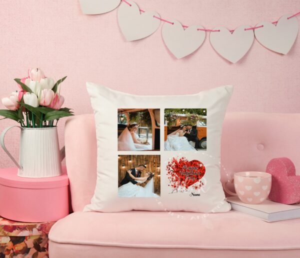 Happy Valentine’s Day Personalised Photo Cushion - main product image