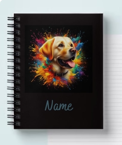 A5 paint splash dog notebook - product image 3