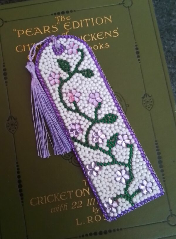 Diamond Art Bookmark, Trailing Flowers, Book Lover Gift – Purple - product image 2