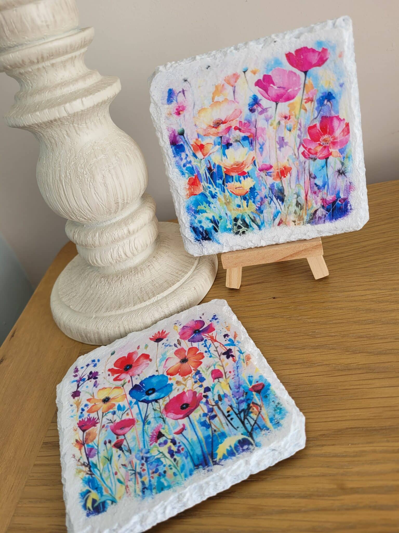 Decoupaged Slate Coasters – Wildflowers – Set of 2 - main product image