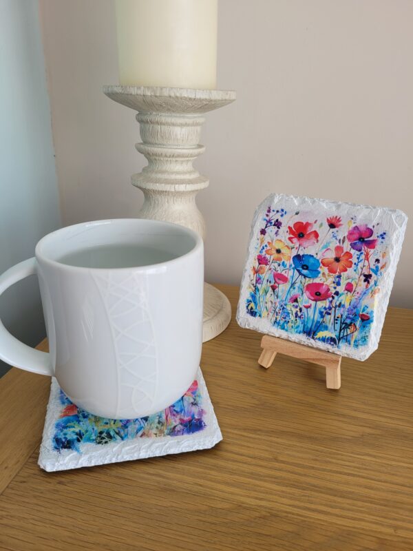 Decoupaged Slate Coasters – Wildflowers – Set of 2 - product image 3