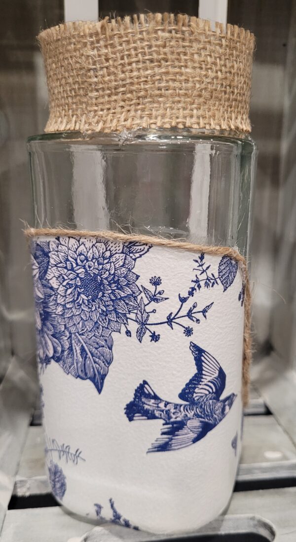 Medium Upcycled Decoupaged Jar ‘ Japanese Party’ - product image 5