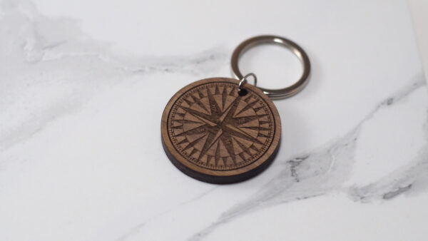 Personalised Wooden Walnut Keyring-Custom Compass Engraved Walnut Keyring - product image 3