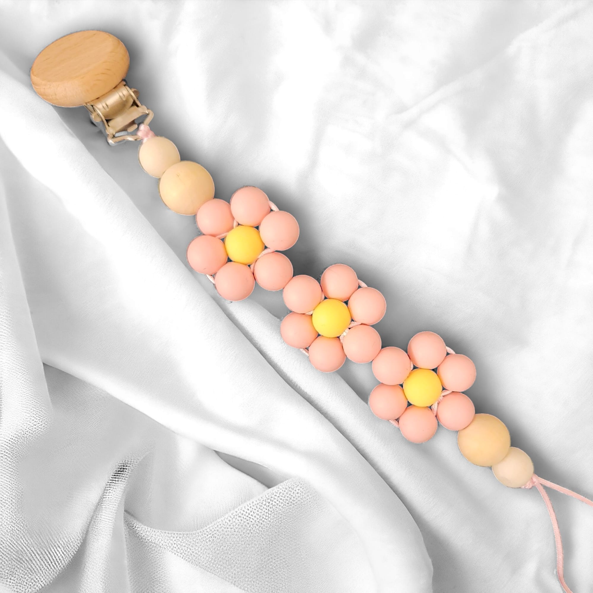 Flower Dummy Pacifier Clip – PINK - main product image