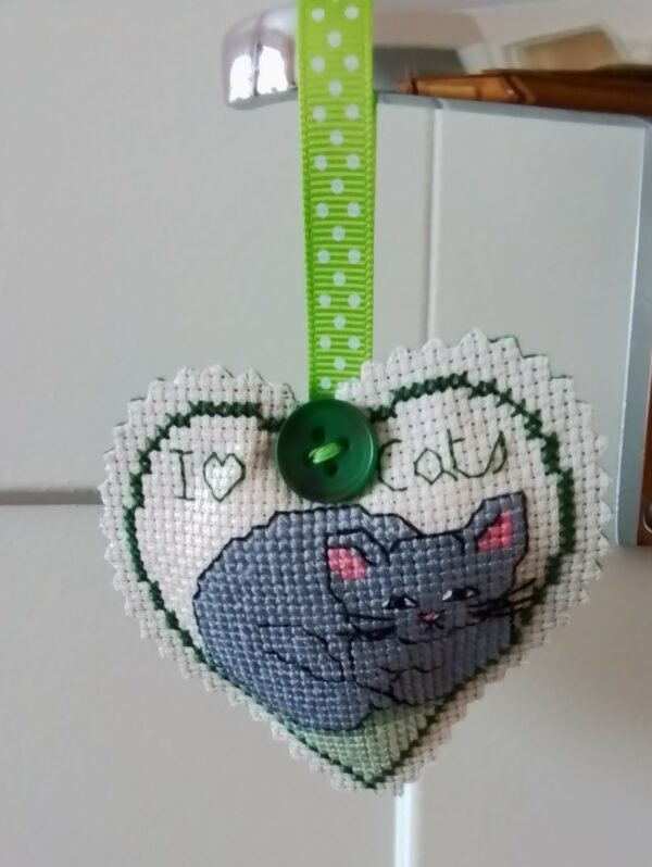 I Love Cats, Hanging Heart, Pocket Hug, Cat Gift, Cat Lover Gift – Green - product image 2