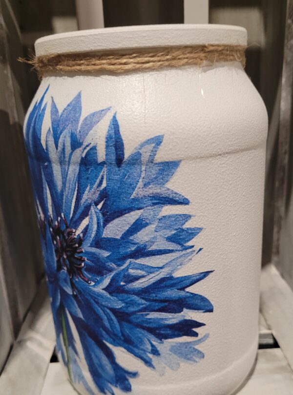 Large Upcycled Decoupaged Jar – Big Blue - product image 2