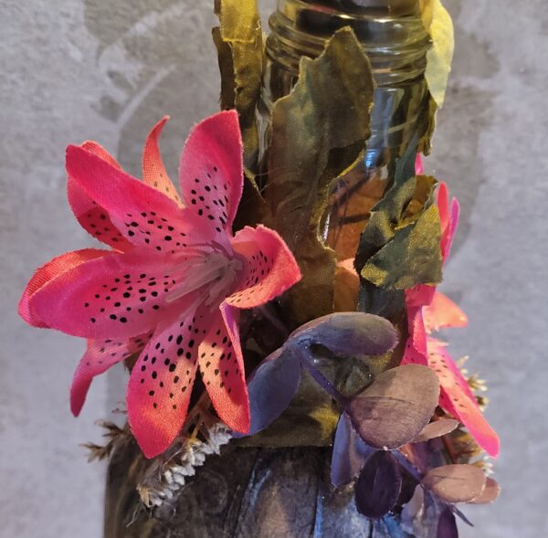 Upcycled Decoupaged Decorated Light Up Bottle – Pink Lily Fairy - product image 3