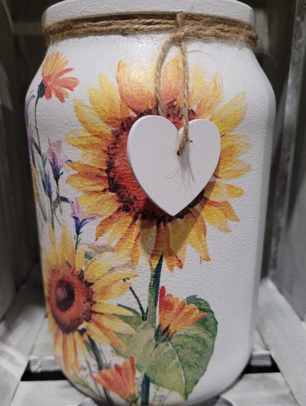 Large Upcycled Decoupage Jar – Sunflowers - product image 2