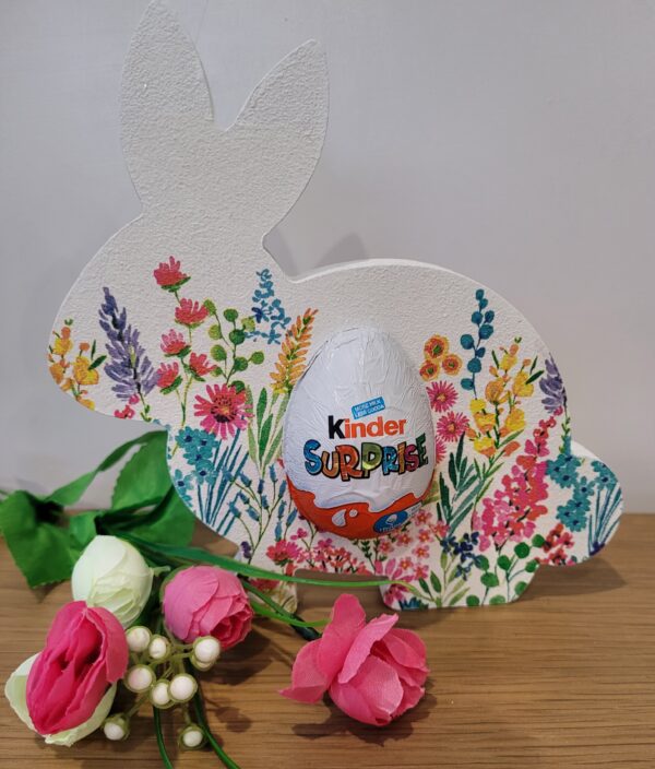 Wooden Decoupage Rabbit Chocolate Egg Holder - main product image