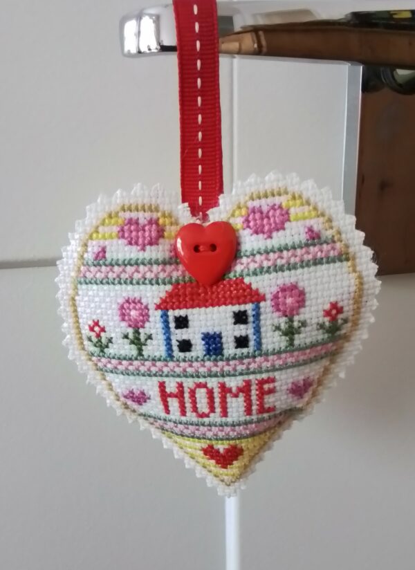 Home Heart, Cross Stitch Home, New Home Gift, House Warming, Yellow - product image 4