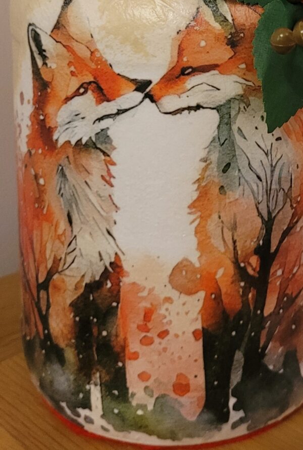 Large Upcycled Decoupaged Jar – Love Foxes - product image 2