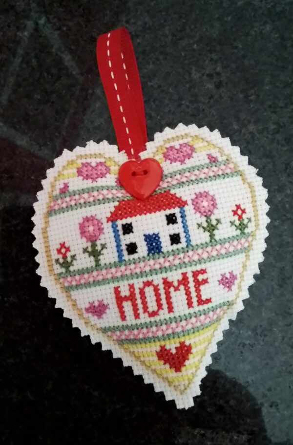 Home Heart, Cross Stitch Home, New Home Gift, House Warming, Yellow - product image 2