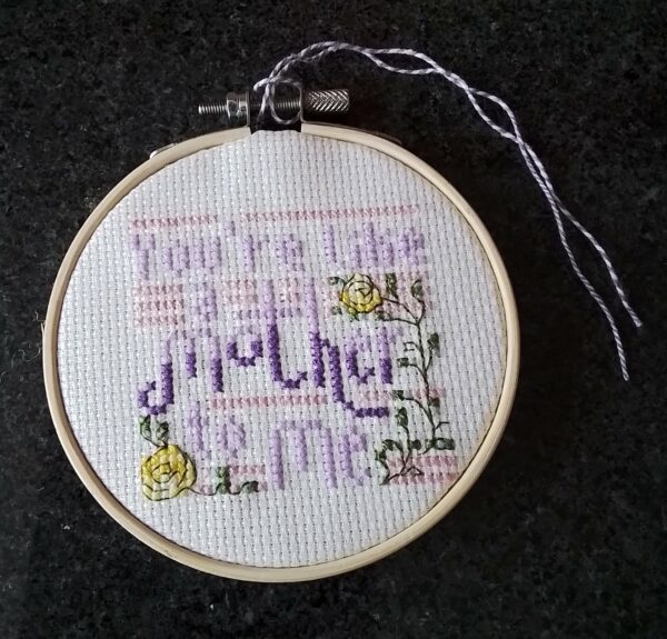 You’re Like A Mother To Me, Hand Stitched Hoop Decoration, Mother’s Day Gift, Bonus Mum – Purple - main product image