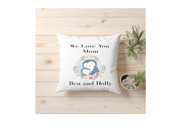 Personalised Penguin Love You Mum Cushion - main product image