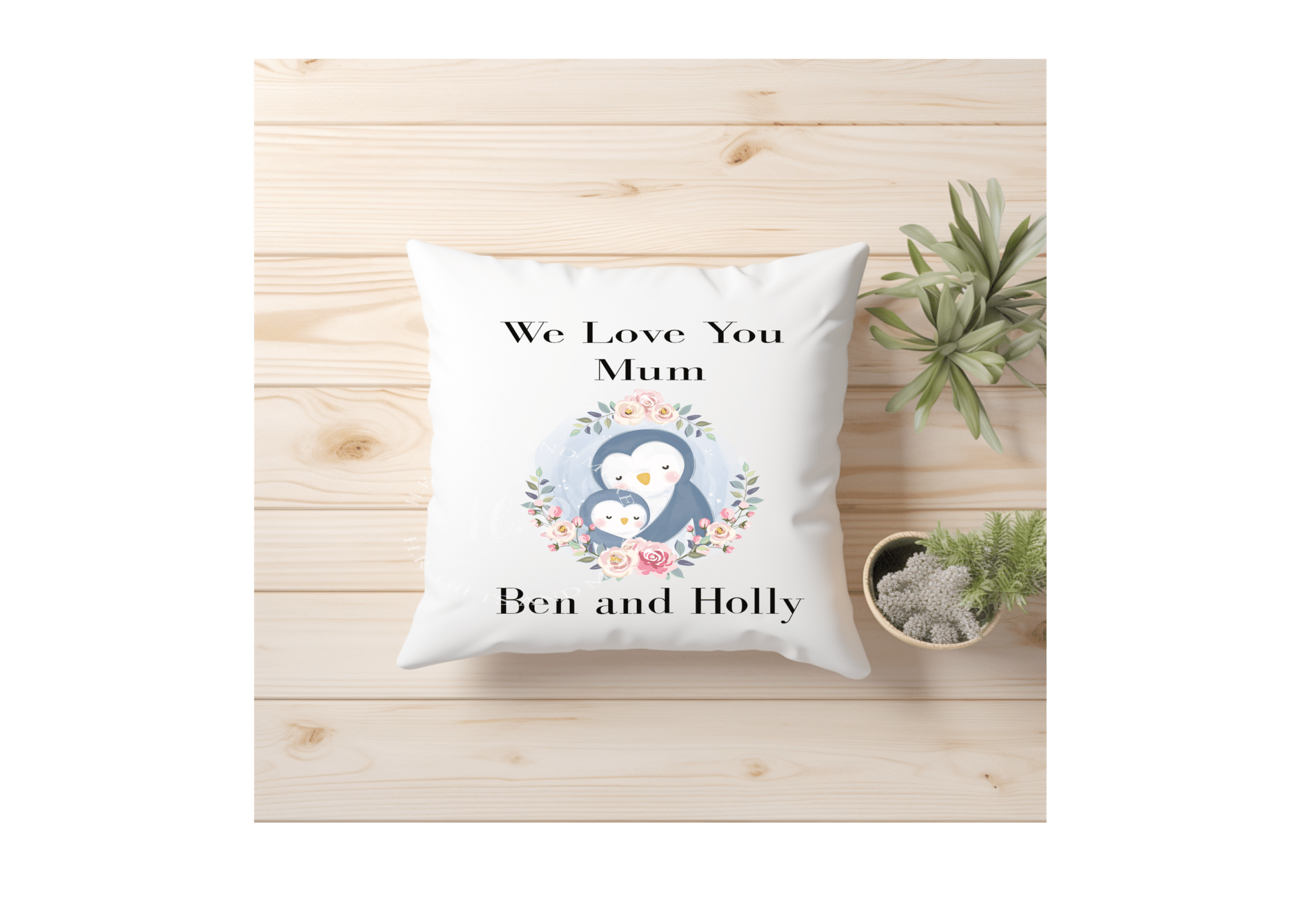 Personalised Penguin Love You Mum Cushion - main product image