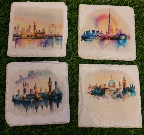 Slate Decoupage Coasters – London Skyline (Set of 4) - main product image
