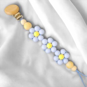 Flower Dummy Pacifier Clip – BLUE