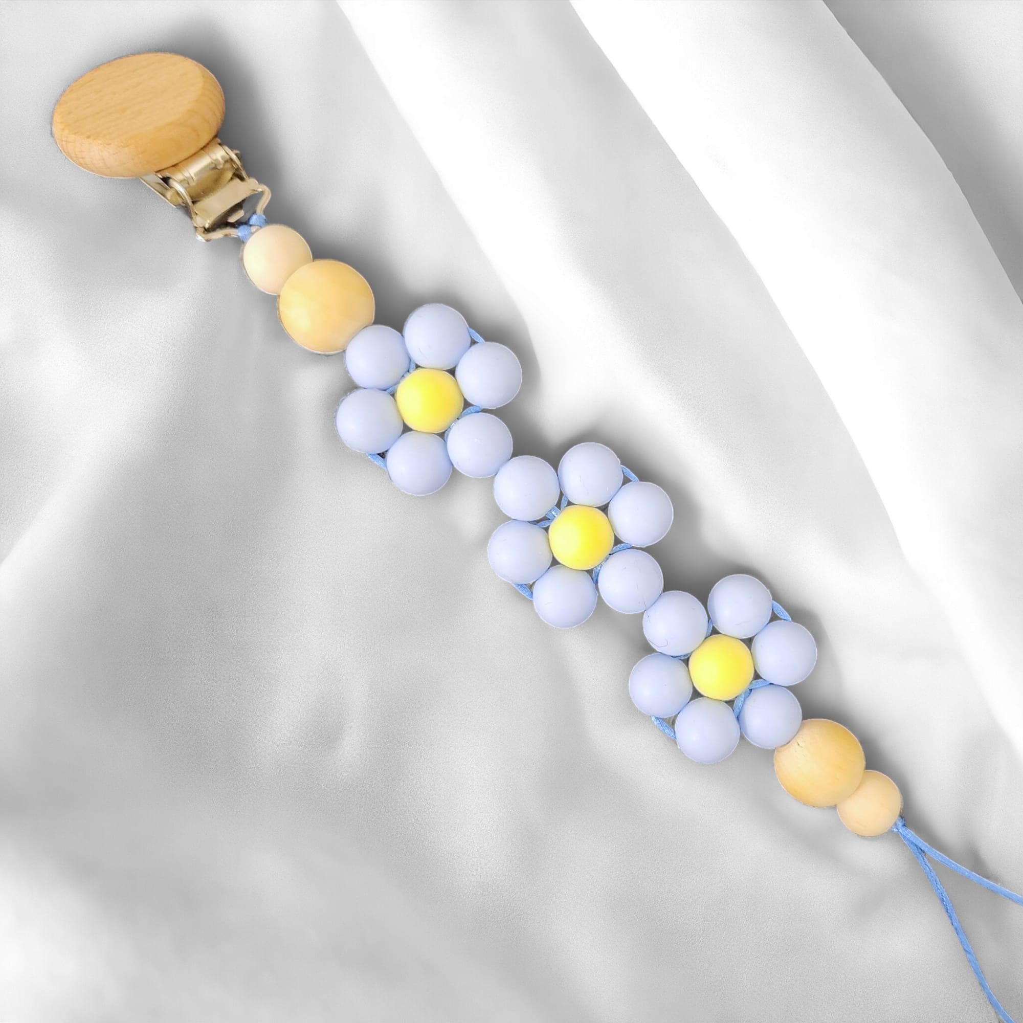 Flower Dummy Pacifier Clip – BLUE - main product image