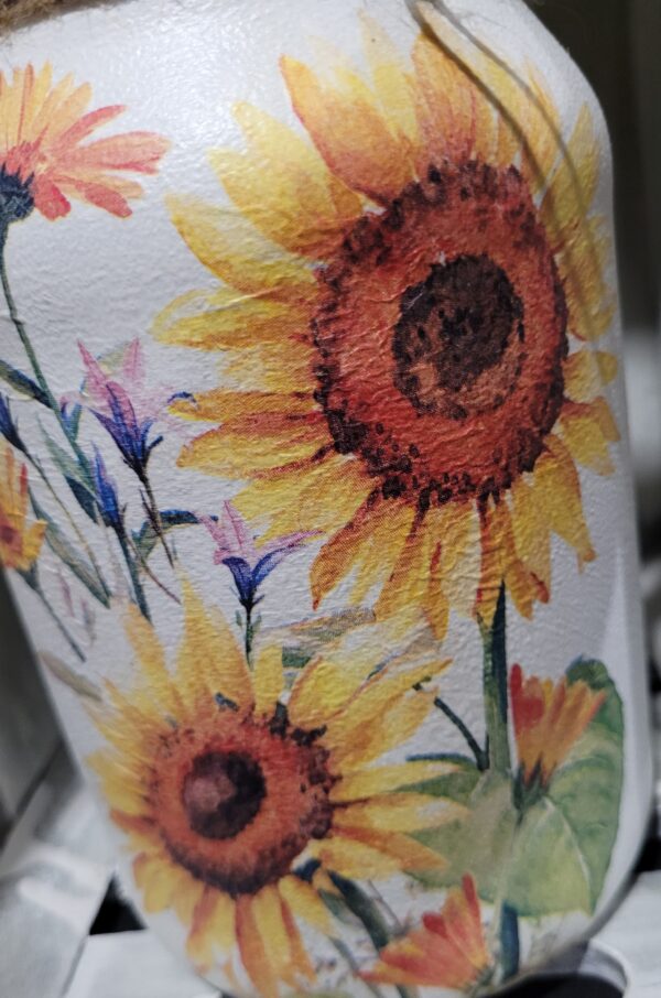 Large Upcycled Decoupage Jar – Sunflowers - product image 3