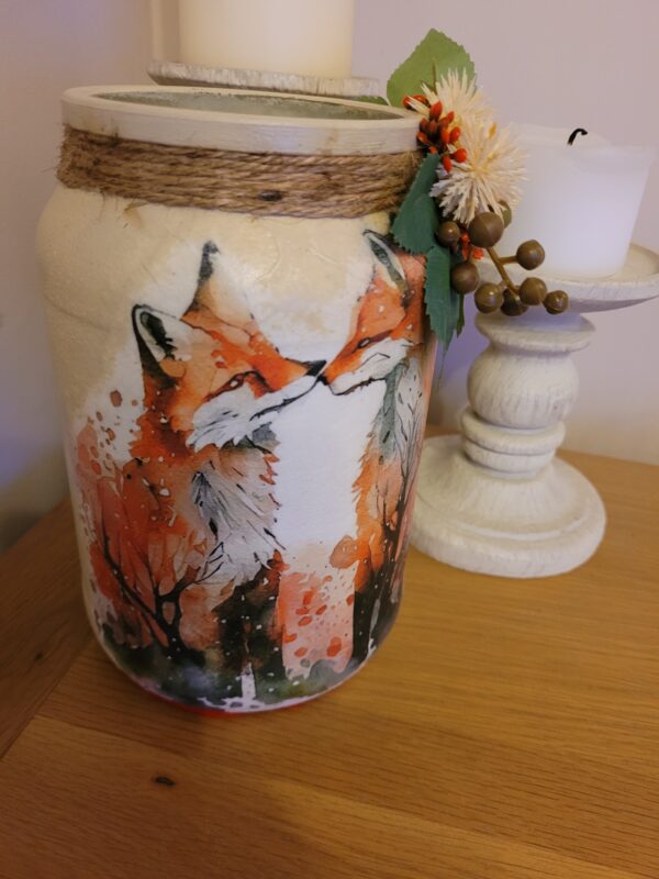 Large Upcycled Decoupaged Jar – Love Foxes - product image 4