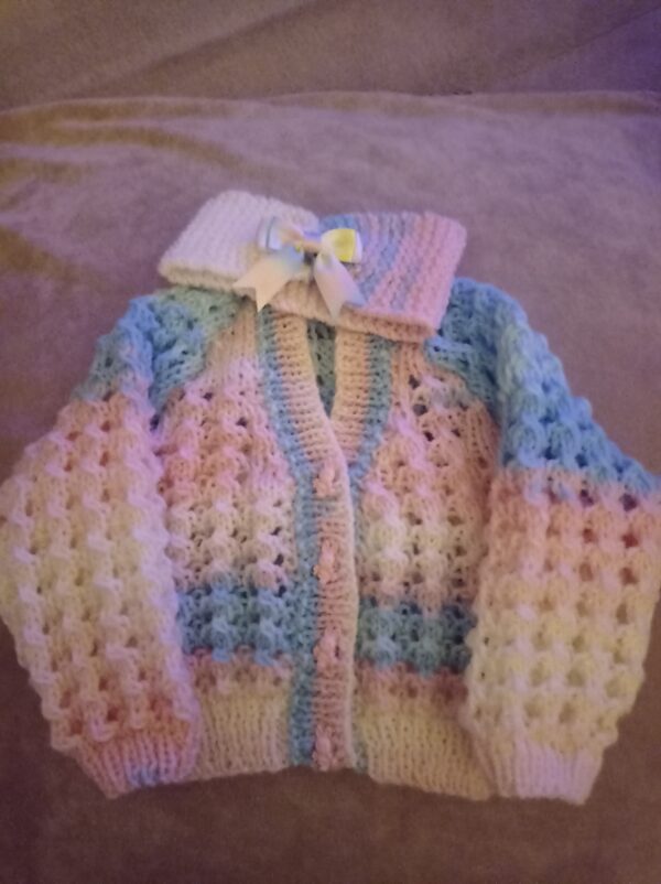 Variegated cardigan and matching headband - main product image