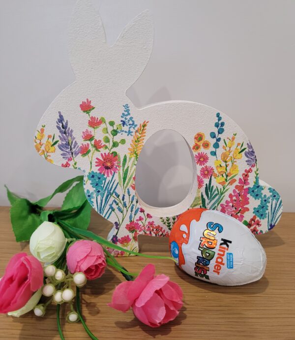 Wooden Decoupage Rabbit Chocolate Egg Holder - product image 2
