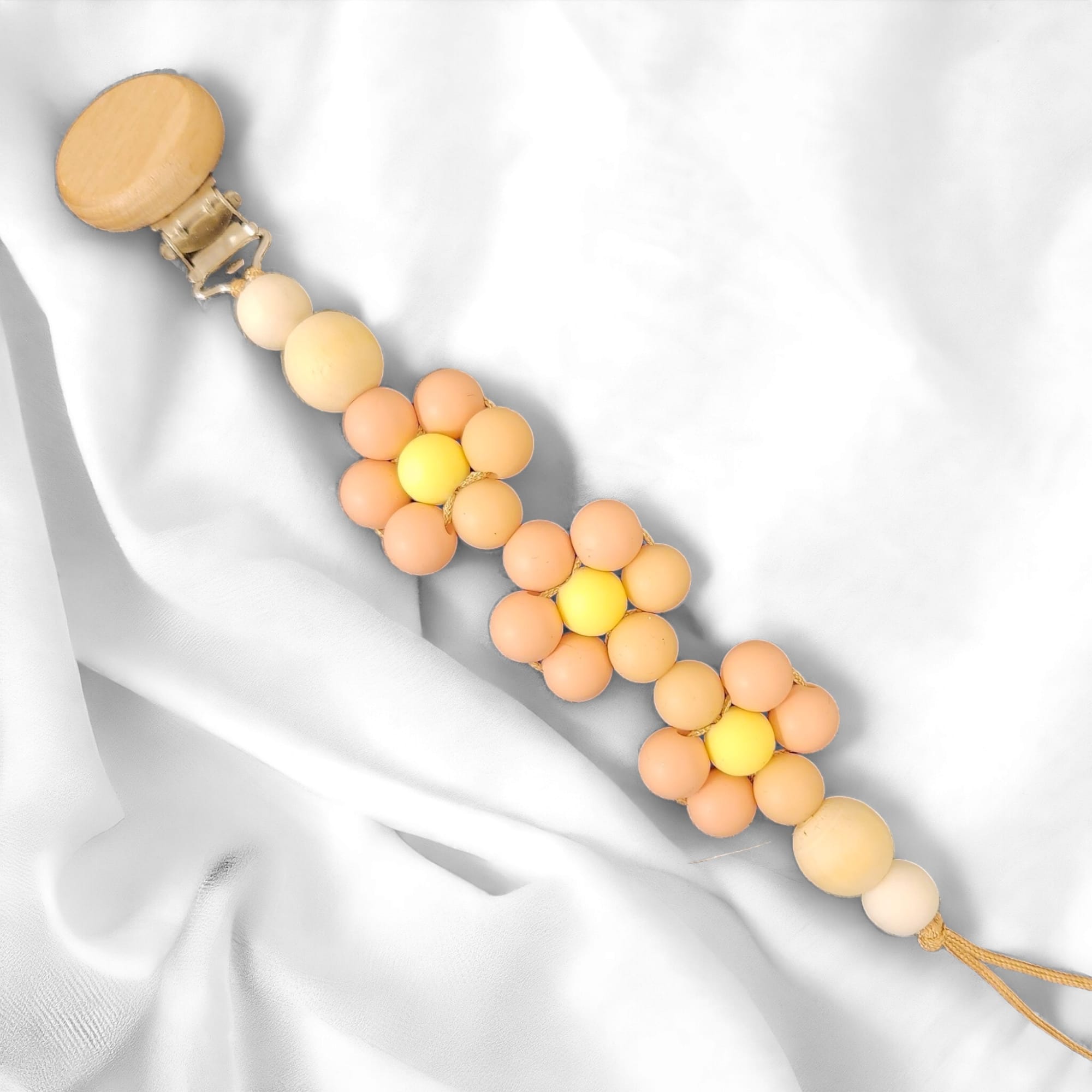 Flower Dummy Pacifier Clip – PEACH - main product image