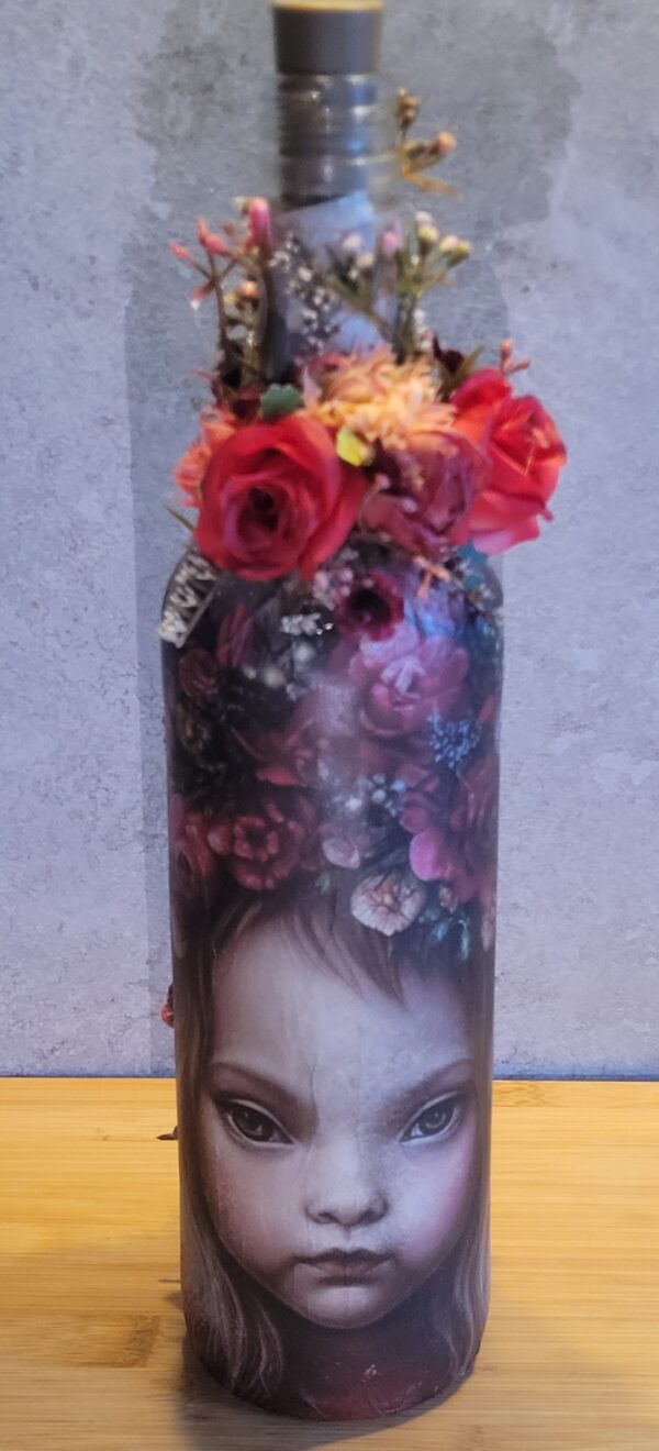 Upcycled Decoupage Decorated Light Up Bottle – Bunny Fairy SOLD - main product image
