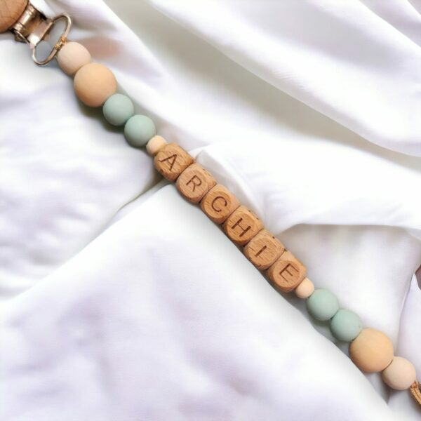 Personalised Name Dummy Pacifier Clip – MINT - main product image