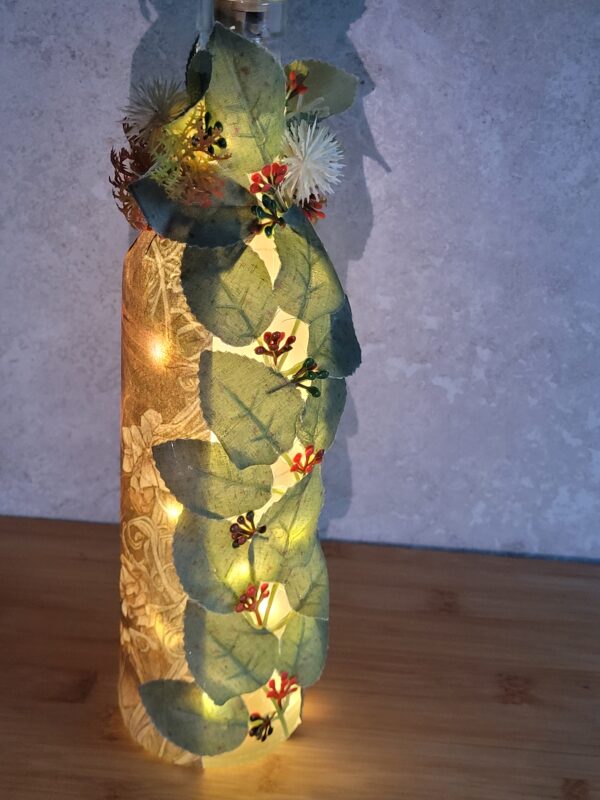 Upcycled Decoupaged Decorated Light Up Bottle – Ginger Fairy - product image 2